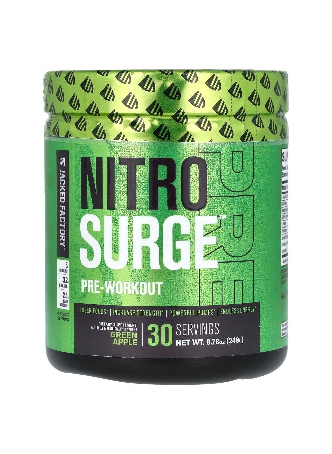 Jacked Factory - Jacked Factory, Nitro Surge, Pre-Workout, Green Apple, 8.78 oz (249 g) - Image 1