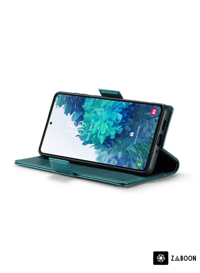 Green Tiger For Samsung Galaxy S20 FE CaseMe 023 Butterfly Buckle Litchi Texture RFID Anti-theft Leather Phone Case(Pearly Blue) - Image 4