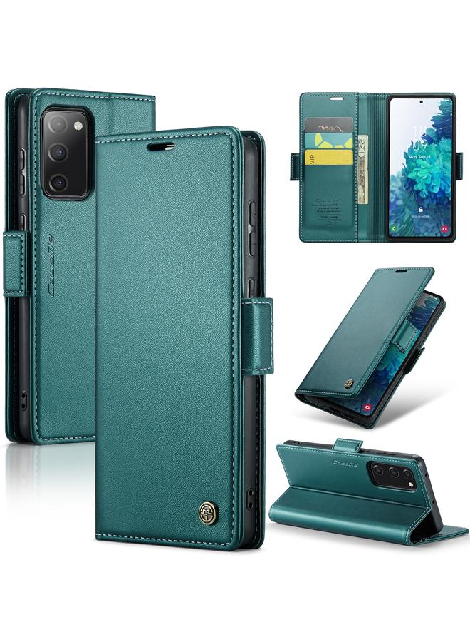 Green Tiger For Samsung Galaxy S20 FE CaseMe 023 Butterfly Buckle Litchi Texture RFID Anti-theft Leather Phone Case(Pearly Blue) - Image 1