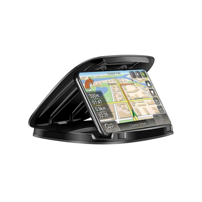 Zikra Car Dash Phone Holder, Silicone Clamshell Cell Phone Holder Mount Stands for Car Dashboard, Vehicle GPS Mount Compatible with iPhone, GPS, Galaxy, and Smartphones, Automobile Cradles Universal-Black - Image 1