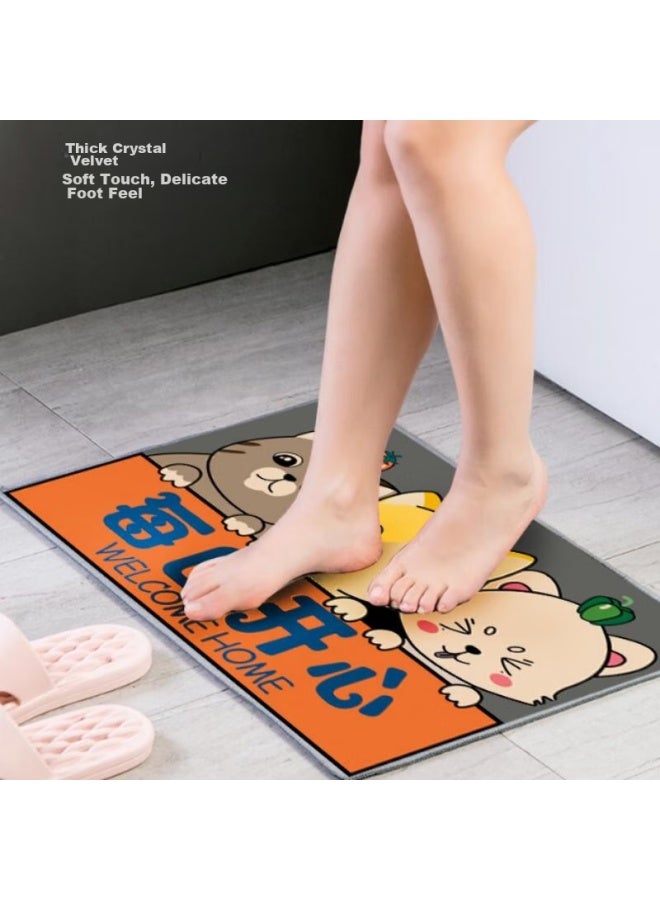 Moon Time Mengtingshui Crystal Velvet Entrance Mat, Absorbent And Easy To Clean, Cuttable, Daily Happiness, 50*80cm - Image 2