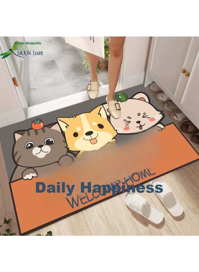 Moon Time Mengtingshui Crystal Velvet Entrance Mat, Absorbent And Easy To Clean, Cuttable, Daily Happiness, 50*80cm - Image 1