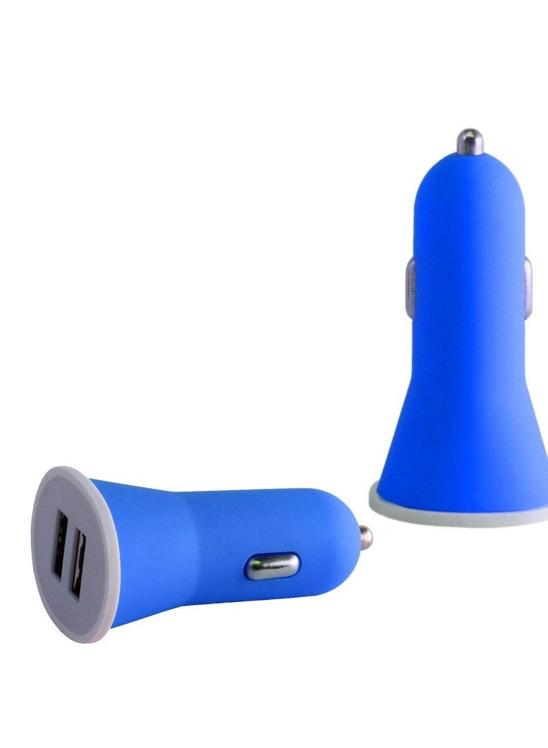 Dual USB Car Charger 5V 1A and 2A Blue