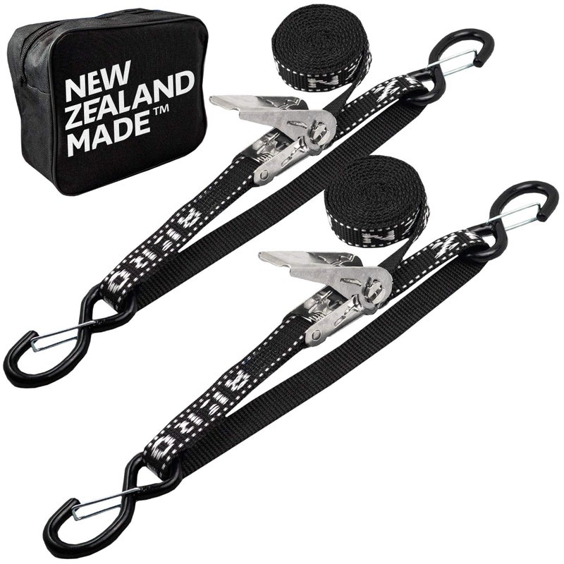 AEROFAST Stainless Boat Tie Down Straps To Trailer (Pack Of 2) - 2 400Lbs Break - 1"" X 4 Heavy Duty Ratchet Boat Straps - Uv Treated Boat Transom Tie Down Straps Jet Ski Tie Down Straps - Made In New Zealand - Image 1