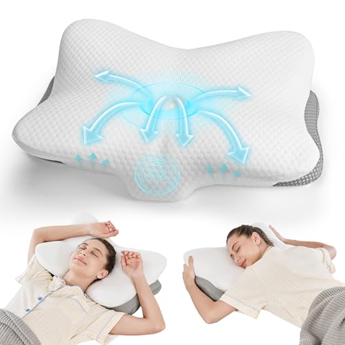 JOYENERGY Ergonomic Cervical Pillow for Neck and Shoulder Pain Relief Memory Foam Contour Pillow with Dual Heights Cooling Breathable Pillowcase Orthopedic Support for Side Back Stomach Sleeper - Image 1