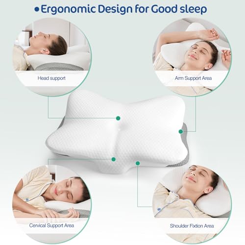 JOYENERGY Ergonomic Cervical Pillow for Neck and Shoulder Pain Relief Memory Foam Contour Pillow with Dual Heights Cooling Breathable Pillowcase Orthopedic Support for Side Back Stomach Sleeper - Image 3