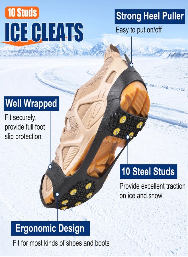 OROOTL Ice Snow Cleats for Shoes and Boots, Walk Traction Cleats for Men Women Kids Anti Slip 10 Steel Studs Crampons Winter Ice Cleats Slip-on Stretch Footwear - Image 2