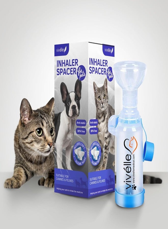 Vivelle Handheld Inhaler Spacer with 2 Masks for Cats and Small Dogs Inhaler Spacer for MDI - Image 1