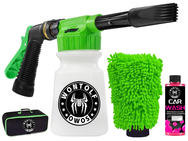 Wontolf Car Wash Foam Gun Foam Cannon Sprayer Kit with Car Wash Soap, Microfiber Car Wash Mitt, Storage Bag - Car Wash Kit - Snow Foam Blaster - Connects to Garden Hose - Car Accessories for Men - Image 1
