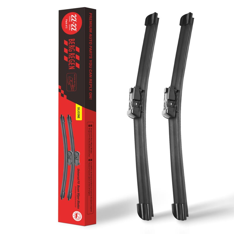 BERG REGEN 22 inch2 Pack Silicone Windshield Wiper Blades Replacement for Chevy Chevrolet Silverado GMC Sierra 2018 2017 2016 2015 2014 OEM Quality AllSeason Wiper BladesTop Lock Set of 2