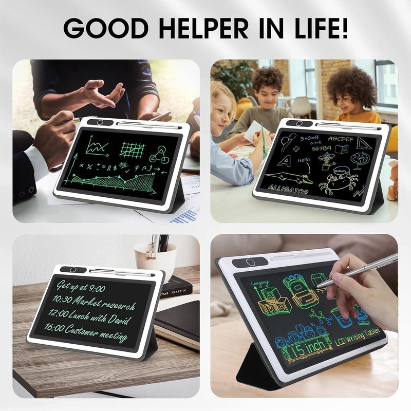 لوحة كتابة LCD بحجم 9 إنش مع غلاف من الجلد الصناعي - دفتر ملاحظات إلكتروني للاستخدام المنزلي والمكتبي - Image 2