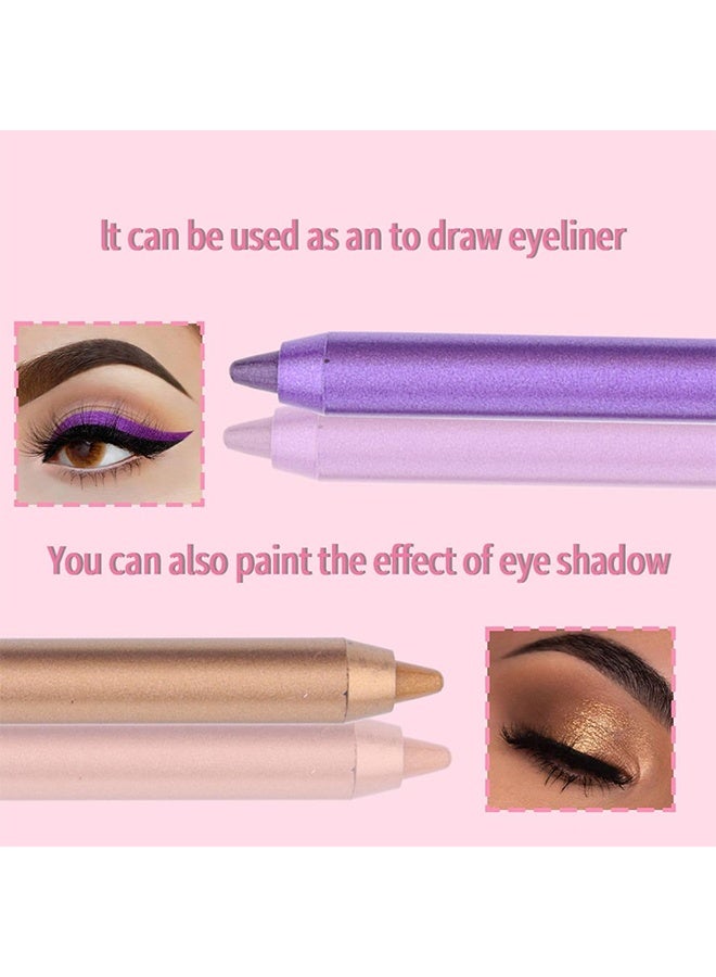 سمادو 12 ألوان Eyeliner مجموعة مع اثنين قلم رصاص حادة ، قلم رصاص ملونة ، طويلة الأمد مقاومة للماء الصبغة الملوثة دليل ظل العين قلم دودة الحرير - Image 5