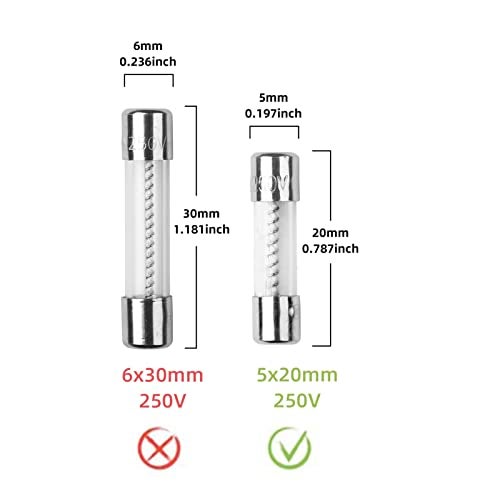 COMPSTUDIO 10Pcs T3.15AL250V 5x20mm 3.15A 250V Slow Blow Fuse T3.15AL Glass Slow-Acting Time-delay Fuse (3/16 in x 3/4 in) - Image 2