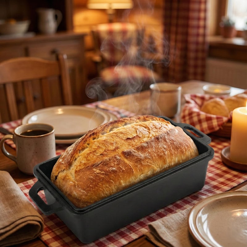 Northriver Casting 9Ã—5 Inch Cast Iron Loaf Pan with Lid | Bread Baking Pan | Even Heat Distribution for Homemade Bread, Cake, and Meatloaf | 2 Piece Set - Image 5