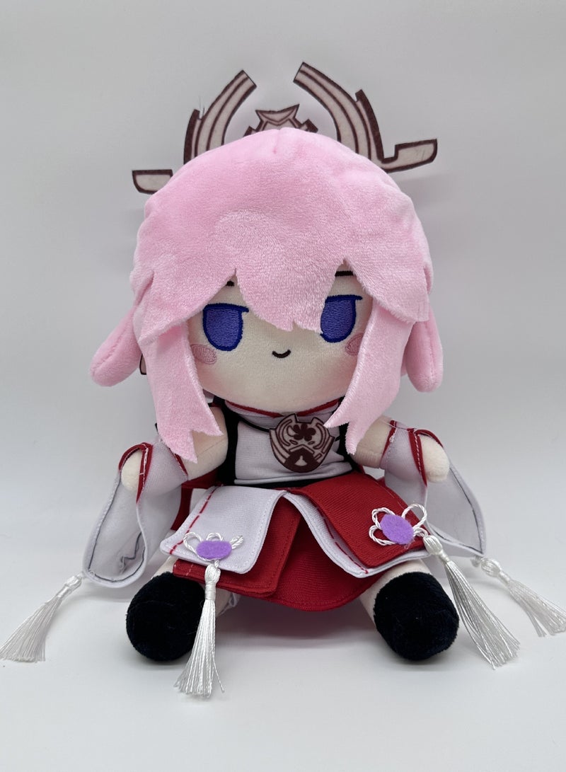 general New Yae Miko Dress Up Plush Yae Miko Doll Plush Toy Doll Pink Doll Gift for Family and Friends (23cm)  - Image 1