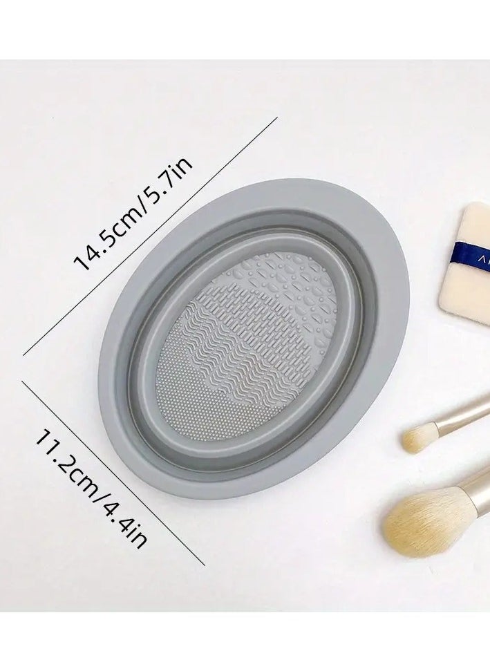 ORiTi Portable Silicone Makeup Brush Cleaning Mat Easy to Clean and Concenient to Use - Grey  - Image 1