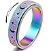 OreilleStar Anxiety Ring for Women Spinner Ring Fidget Ring Fidget Toys Adults Stainless Steel Thumb Rings for Women Fidgit Ring Men Moon Star Rainbow 6 - Image 3
