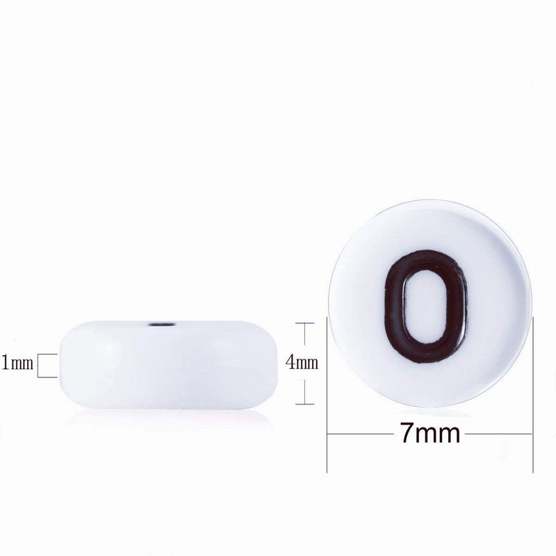 Looconi Amaney 500pcs White Acrylic Number Beads 7x4mm Mixed Number Beads Acrylic Plastic Round Shape Loose Beads - Image 2