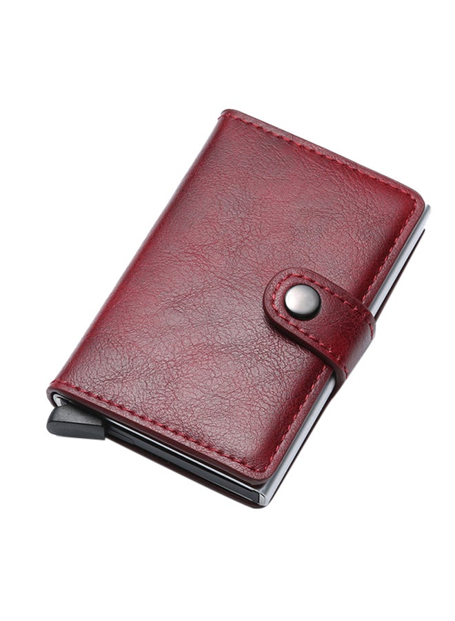 Halamodo Automatic PU Leather Credit Card Holder Red - Image 1