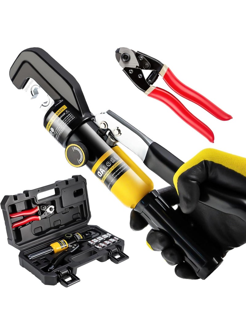 GGOOT Hydraulic Crimper Tool for 1/8" 3/16" Stainless Steel Cable Railing Kit Hardware System Fittings, with Stainless Steel Wire Cutter - Image 1
