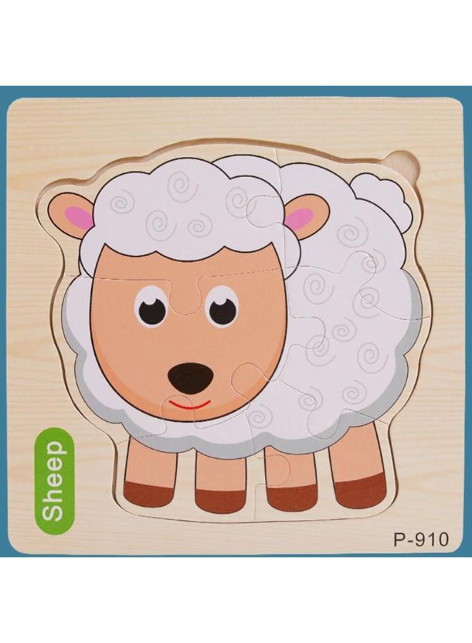 لعبة بازل خشبية ثلاثية الأبعاد على شكل حيوانات كرتونية بطاقات مرور ذكاء تعليم مبكر للأطفال مجموعة حيوانات خراف - Image 1