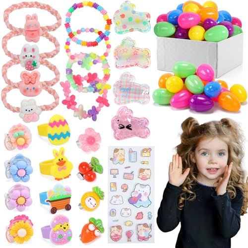Skirfy Easter for Girls49 PCS Toddlers Kids Toys Age 35EarringsRingsHair ClipPlay Princess Toys for Dress UpEaster Egg Classroom Peizes Birthday Gift - Image 1