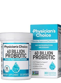 Physician's CHOICE Probiotics 60 Billion CFU - Certified Natural Supplement for Women and Men, No Refrigeration Required - 30 Capsules  - Image 1