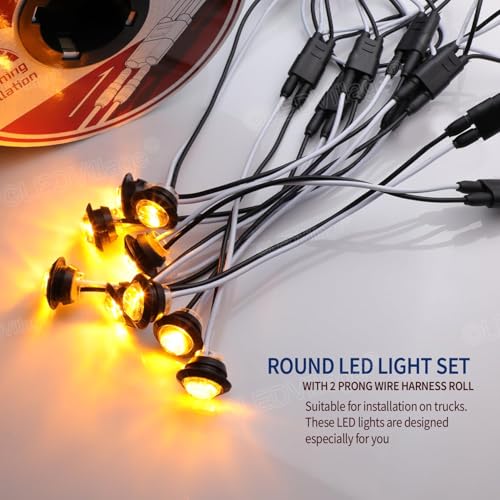 Ledvillage 20 Pcs 3/4 Inch Side Marker Clear Lens Amber Light with Connector and 2 Prong Harness Roll Female Plugs (20 Counts) Indicator Light, Clearance Light for Truck Trailer Pickup - Image 5