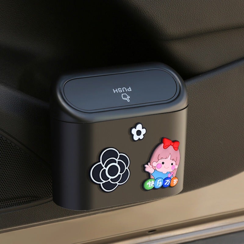 Car Trash Can Hanging Door Storage Organizer Multi-functional Front Seat Car Trash Bin with Umbrella Holder, Car Interior Decor