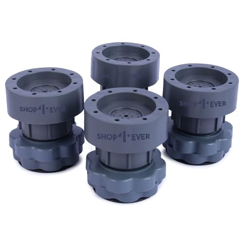 Shop4Ever Washing Machine Adjustable Stand Legs (Set of 4) | Height Raiser for Front/Top Load | Anti-Vibration Anti-Slip Rubber Base | Universal Fit for Fridge & Appliances - Image 1