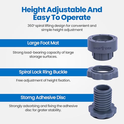 Shop4Ever Washing Machine Adjustable Stand Legs (Set of 4) | Height Raiser for Front/Top Load | Anti-Vibration Anti-Slip Rubber Base | Universal Fit for Fridge & Appliances - Image 5