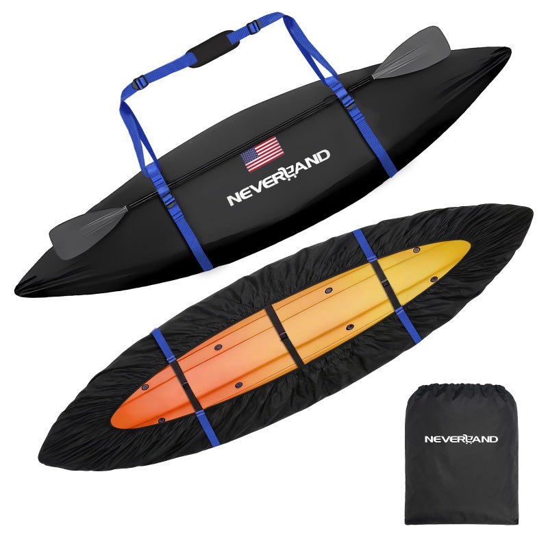 NEVERLAND 600D Waterproof Kayak Cover Heavy Duty Kayak Covers for Outdoor Storage UV Dust Fade Resistant Kayak Accessories for Kayak Canoe SUP Black 93105 ft - Image 2
