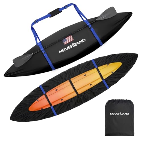 NEVERLAND 600D Waterproof Kayak Cover Heavy Duty Kayak Covers for Outdoor Storage UV Dust Fade Resistant Kayak Accessories for Kayak Canoe SUP Black 93105 ft - Image 1