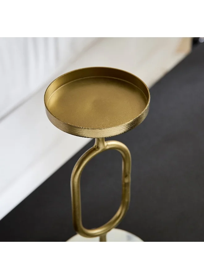 Home Box Blake Metal Candle Stand with Marble Base - 10x10x22 cm