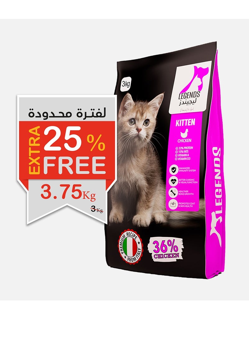 Legends - Legends Dry Food for Kitten 3KG + 750gm free - Image 1