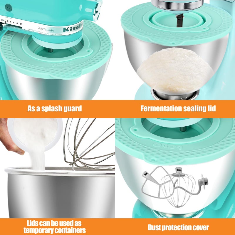 PQPO Silicone Mixers Bowl Cover Compatible with KitchenAid 4.5-5 Quart Tilt-Head Stand Mixers Bowl,with Collapsible Small Bowl(Green) - Image 4