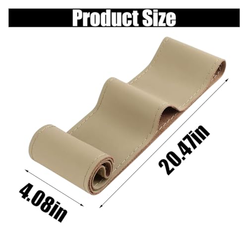 GLSOWEE Car Genuine Leather Steering Wheel Cover DIY Sewing with Needle and Thread Breathable and AntiSlip Universal 15 Inch Car Steering Wheel Stitching Wrap Beige Glossy - Image 3
