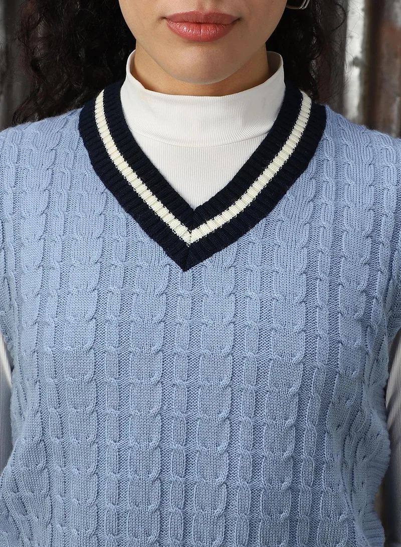 HIGH STAR Blue Women's Blue 100% Acrylic Solid Sweater for Women | Best Price UAE