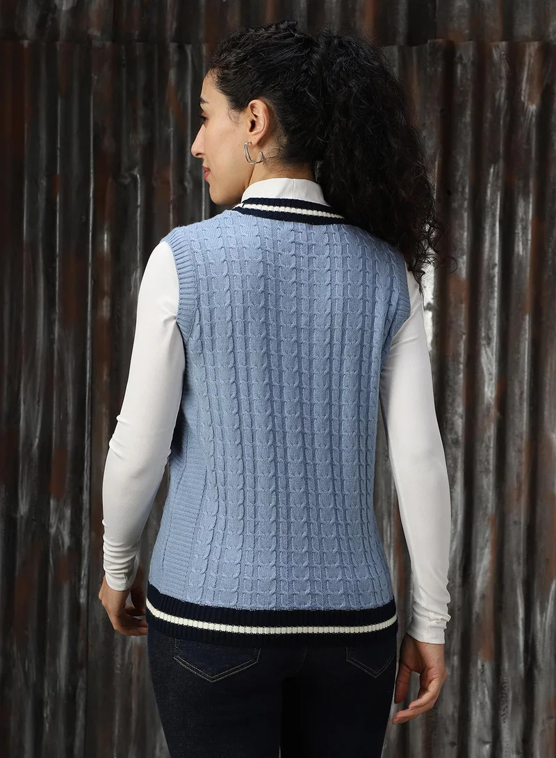 HIGH STAR Blue Women's Blue 100% Acrylic Solid Sweater for Women | Best Price UAE