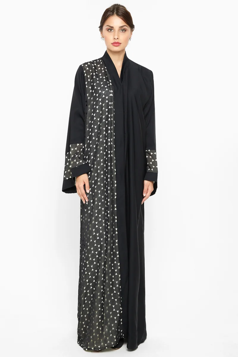 النخبة A simple abaya with laser cut detailing -AJ561A