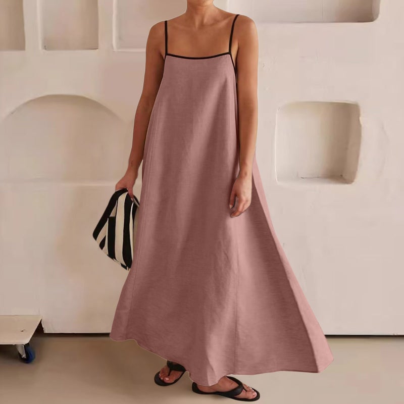 Summer New Fashion Contrast Color Loose Fit Camisole Swing Dress - Image 5