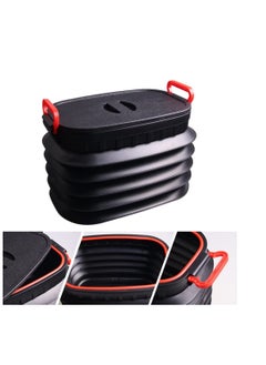 Folding Water Bucket with Lid, Collapsible Wash Bin, Multifunction Bucket for Camping Hiking, Outdoor Special Car Retractable Fishing Folding Bucket, Portable Cleaning Bucket, 18L, Black