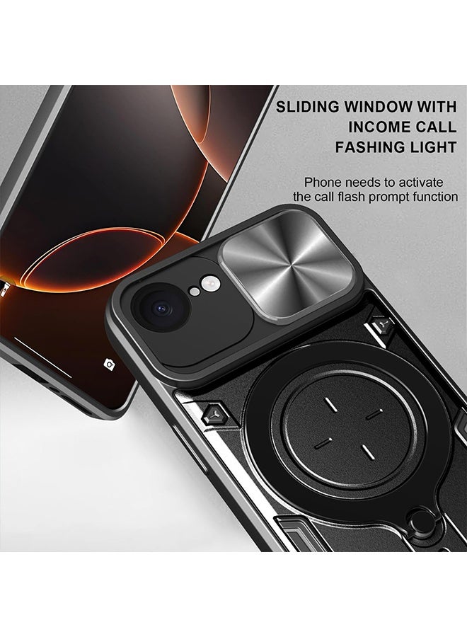 X-level for iPhone 16e Case, Slide Camera Lens Cover, Magnetic Ring Holder Kickstand Protective Phone Case for iPhone 16e - Image 4