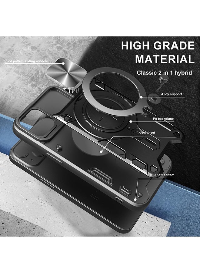 X-level for iPhone 16e Case, Slide Camera Lens Cover, Magnetic Ring Holder Kickstand Protective Phone Case for iPhone 16e - Image 3