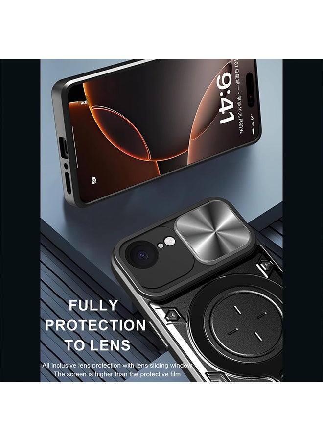 X-level for iPhone 16e Case, Slide Camera Lens Cover, Magnetic Ring Holder Kickstand Protective Phone Case for iPhone 16e - Image 5