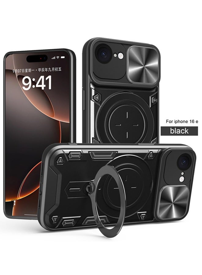 X-level for iPhone 16e Case, Slide Camera Lens Cover, Magnetic Ring Holder Kickstand Protective Phone Case for iPhone 16e - Image 1