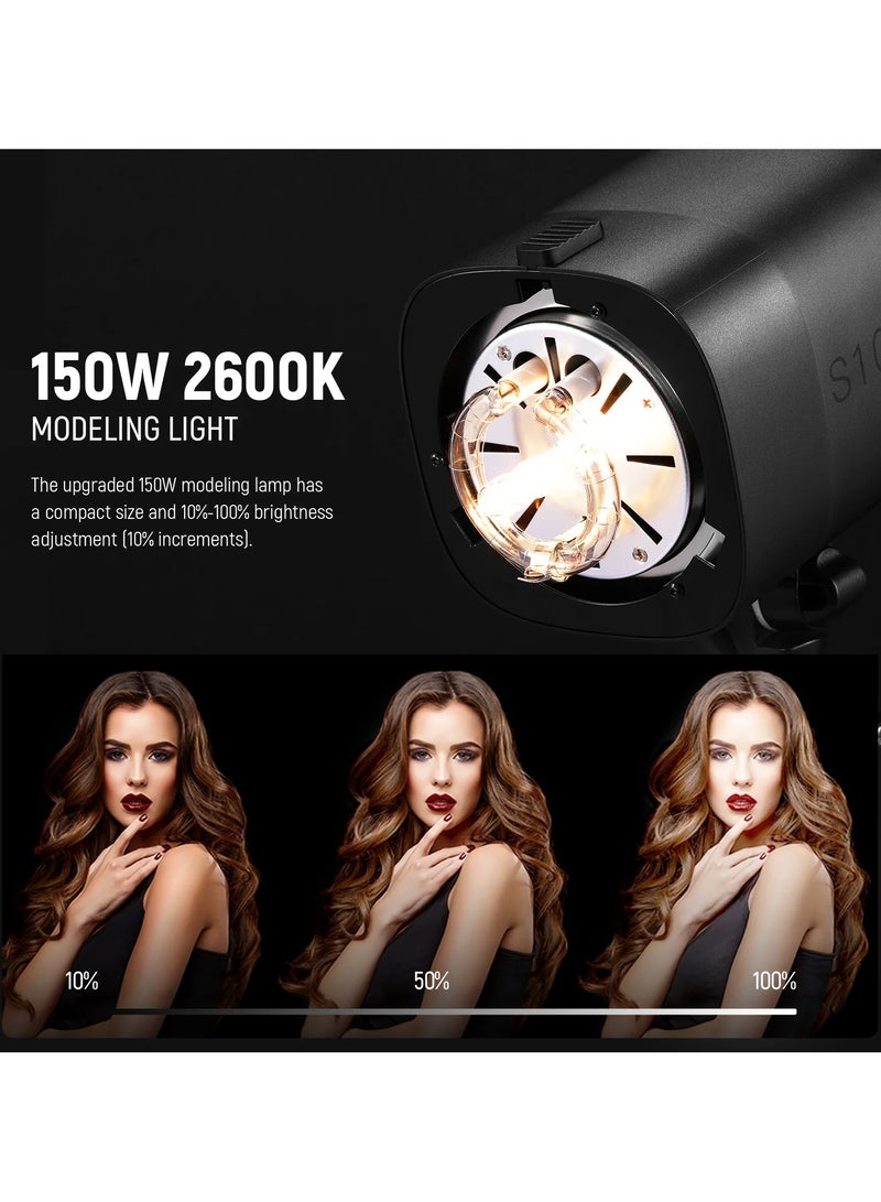نيوير NEEWER S101-300W Pro Studio Flash Lighting Kit (New Version, UK) – 2× 300W Strobe Lights + 2× Light Stands + 2× Softboxes + 2× Wireless Triggers + Reflector + Carrying Bag black - Image 3