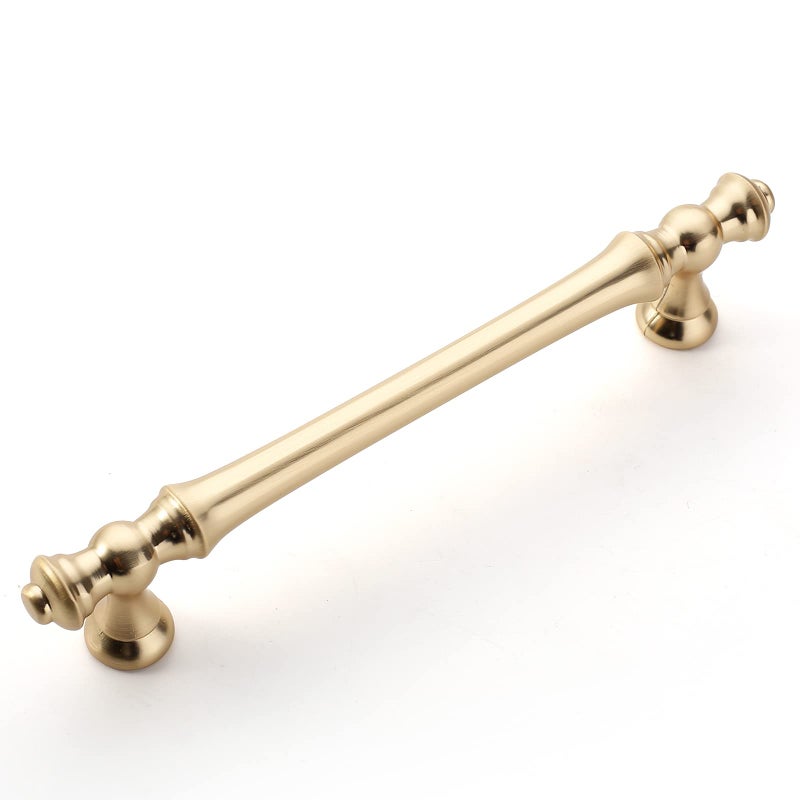 Amerdeco 10 Pack Brushed Brass Cabinet Pulls 5 Inch(128mm) Hole Center Cabinet Hardware Gold Kitchen Cabinet Handles for Bathroom Drawer Pulls Dresser Pulls ZH0014.â€¦ - Image 1