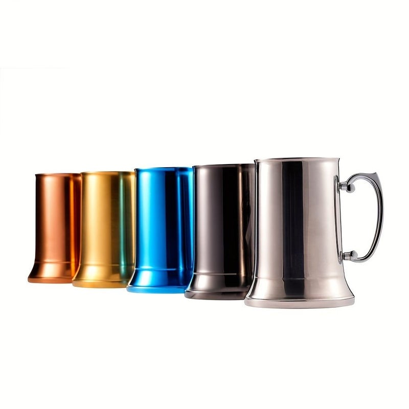Blue Double Layer Stainless Steel Beer Mug 19.61oz Large Capacity Bar Glass - Image 2