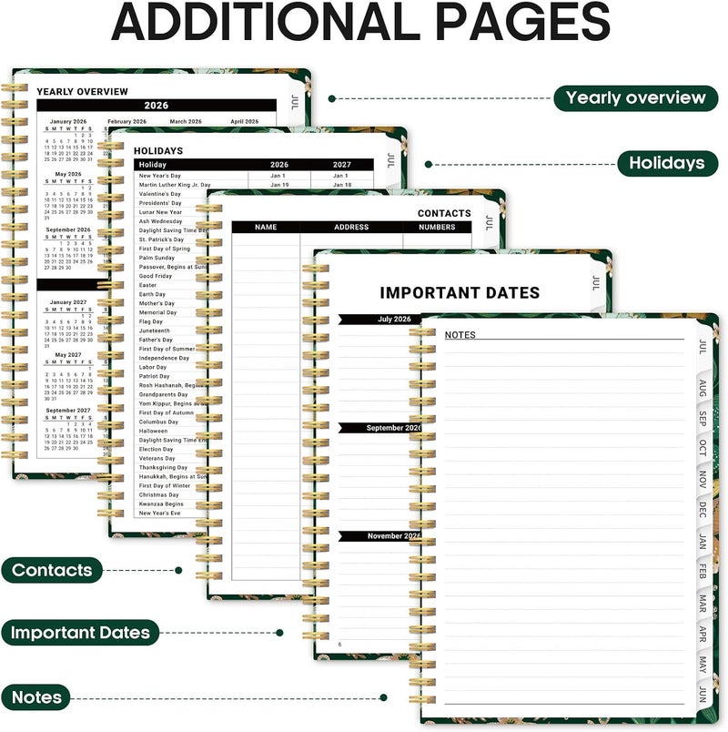 Taja Planner 2026-2027, Academic Year Monthly and Weekly Calendar Planner, Jul 2026 - Jun 2027, Hardcover Teacher Student Planning Agenda book with Tabs, Perfect for School Office Supplies, 8.5" x 11 - Image 5